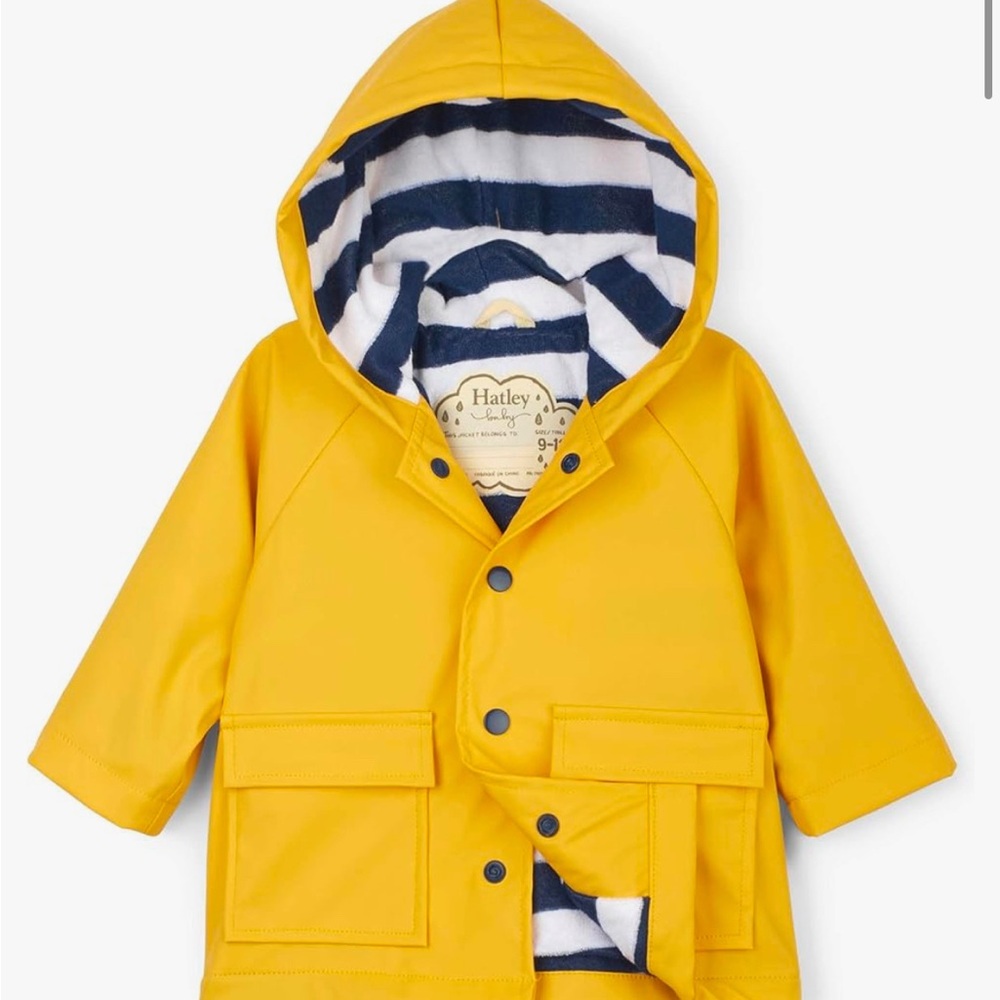 Hatley Yellow Raincoat with Striped Lining